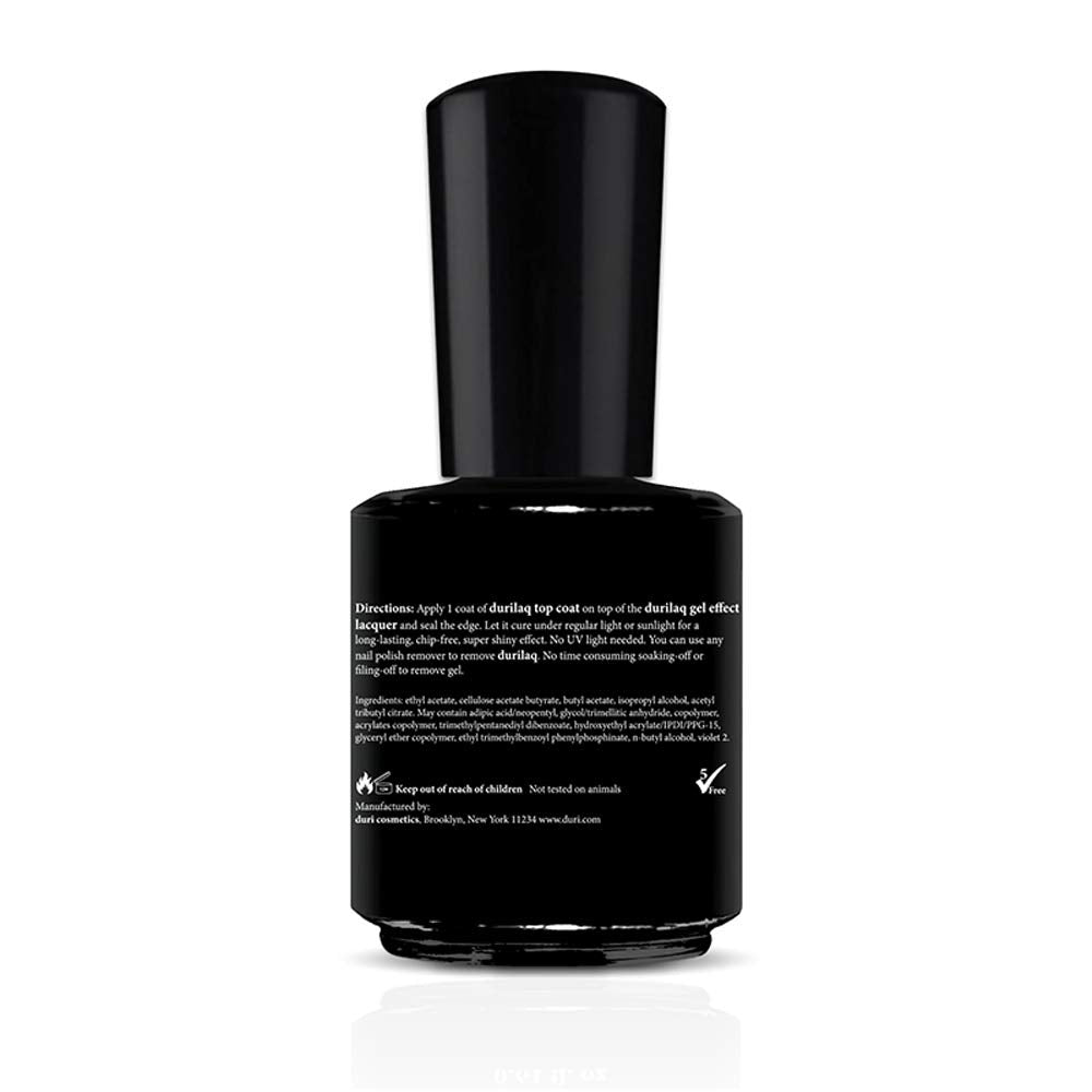 duri Nail Polish, laq Gel Effect Top Coat, Glossy, Fast Drying and Long Lasting Gel Like Look, .61 fl.oz. 18 ml.