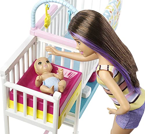 Skipper Babysitters Inc Dolls &amp; Playset, Nap &#39;n Nurture Nursery, Skipper Doll, Baby Doll, Crib &amp; 10+ Accessories, Working Toy Bouncer