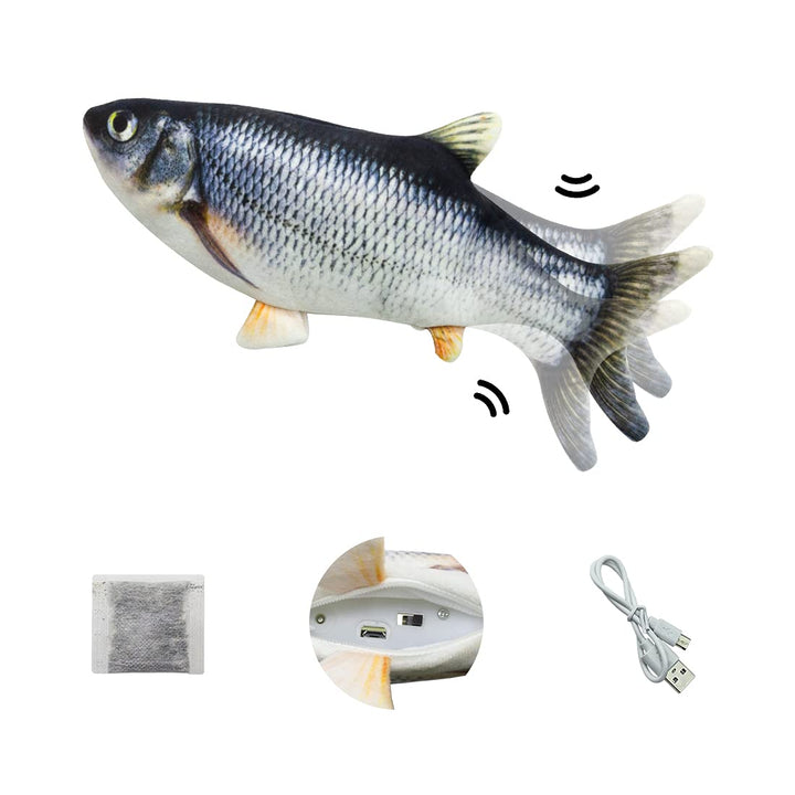 Floppy Fish Dog Toy, Floppy Fish Cat Toy, 11 Realistic Interactive Cat Toy for Indoor Cats with Catip, USB Charging Cat Chew Toy Allow Chew and Kick, Reducing Stress for Cats and Small Dog