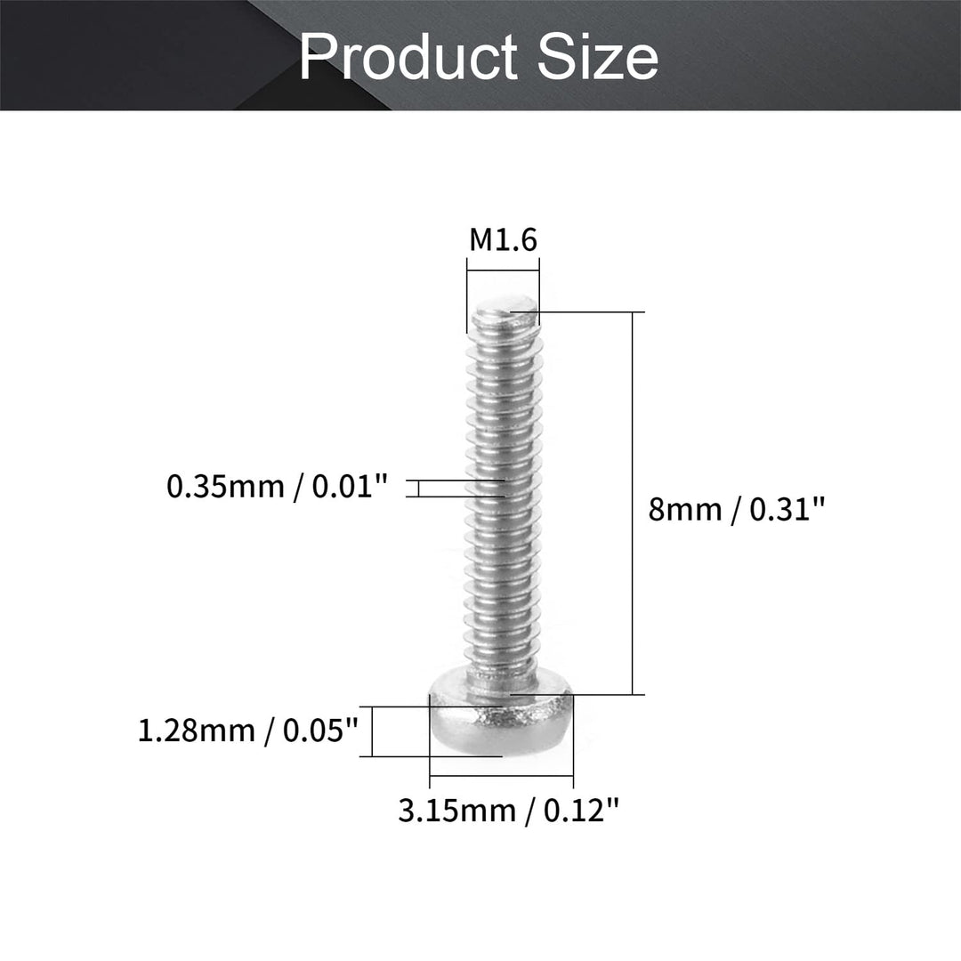 MroMax 50Pcs M1.6 x 8mm Pan Head Phillips Machine Screw