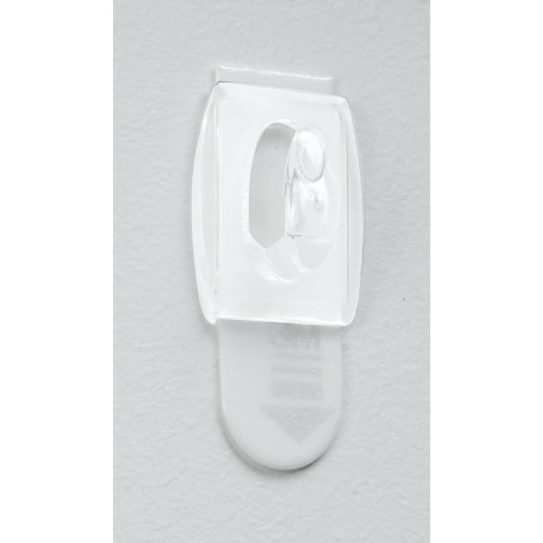 Damage Free Hanging Light Clips with Adhesive Strips, No Tools Mini Wall Hooks for Hanging Decorations in Living Spaces, 18 White Wall Hooks and 24 Strips