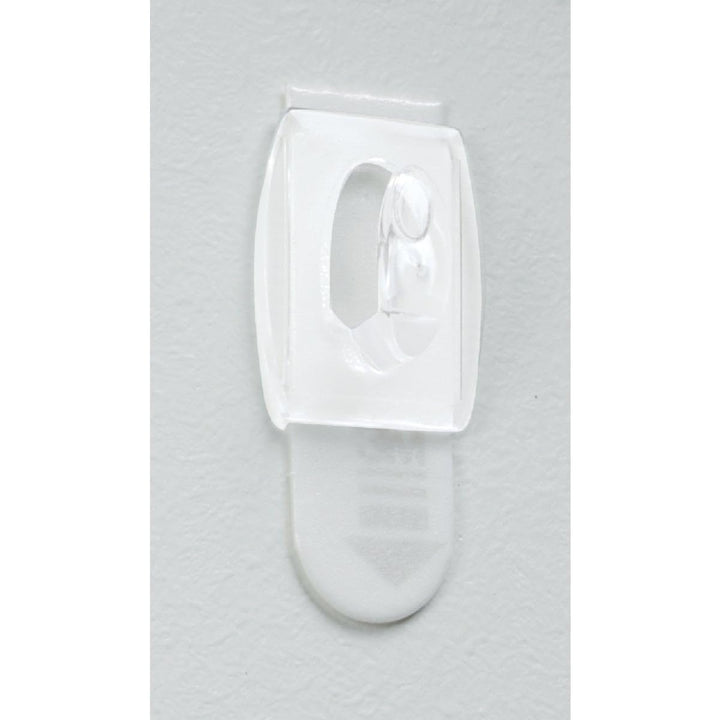 Damage Free Hanging Light Clips with Adhesive Strips, No Tools Mini Wall Hooks for Hanging Decorations in Living Spaces, 18 White Wall Hooks and 24 Strips