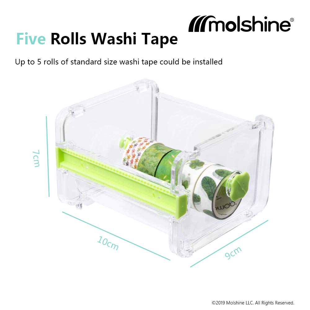2 Pack Transparent Desktop Multi Washi Masking Tape Storage Dispenser,Tape Cutter,Tape Roll Holder (Not Include Masking Tape) (Brown)