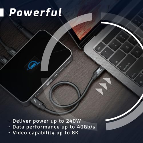 Thunderbolt 4 Cable, Thunderbolt Certified, 1.0 Meter (3.28 ft.), 40 Gb/s Data Transfer, 240W Power Charging, Compatible with Thunderbolt 4, Thunderbolt 3, USB-C, and USB4 Devices, Black
