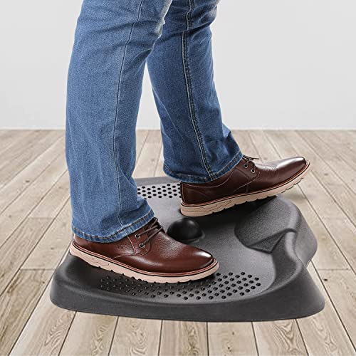 Anti Fatigue Standing Mat , Comfort Standing Desk Mat, Ergonomic Stand Up Mat with Massage Ball, Soft &amp; Durable Floor Mat for Workplace, Office, Home (Large, Black)