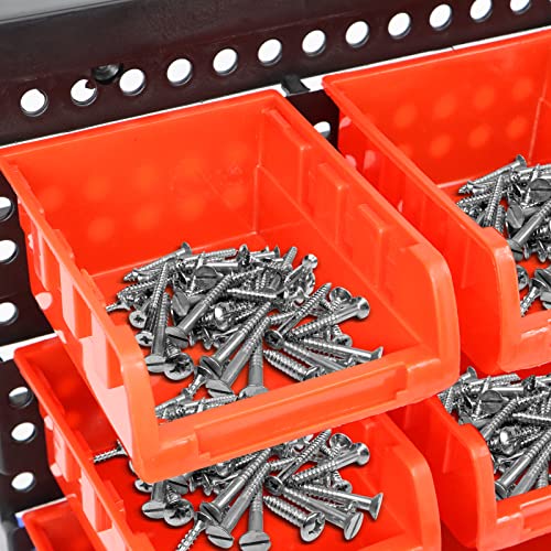 Wall Mounted Storage Bins Parts Rack 30Pcs Workshop Storage Bins Rack Garage Bolt Bins Organizer Hardware Bins Storage Bins for Nail,Screw, Bead, Button