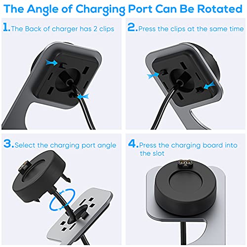 Charger for Garmin Instinct/for Garmin Vivoactive 3 4/for Fenix 5/for Fenix 6, Magnetic Charger Station with 5FT USB Cable for Garmin Venu/for Garmin Forerunner 745/945/935/245/for Garmin Approach S60