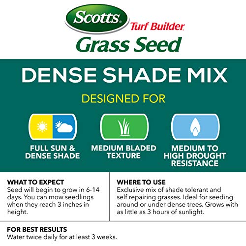 Turf Builder Grass Seed Dense Shade Mix, Grows With As Little As 3 Hours of Sunlight, 3 lbs.