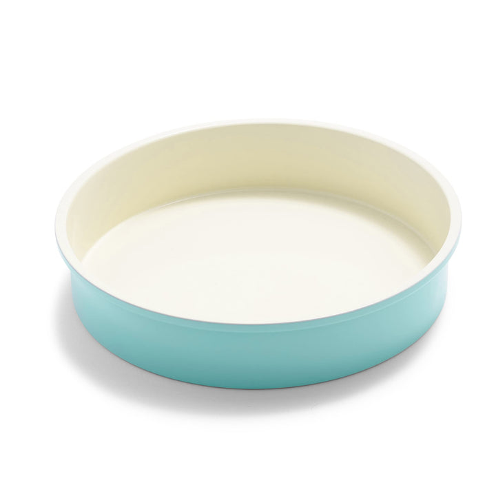 Bakeware 9 Round Cake Baking Pan, Healthy Ceramic Nonstick, PFAS &amp; PFOA-Free, Birthday Cakes Tarts &amp; More, Oven Safe to 450F, Easy Cleanup, Turquoise