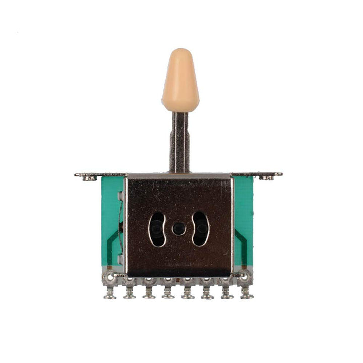 Prewired Guitar Wiring Harness Electronics Kit, 2T1V 500K Pots Control Knobs 5-Way Switch with Jack Compatible for Strat Style Guitar Replacements, Cream Cap