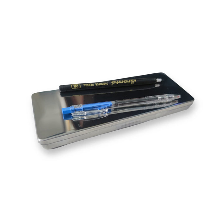 Metal Pen Pencil Case Stationery Box Empty Hinged Stainless Steel Box School Supplies Pen Holder Makeup Brushes Organizers