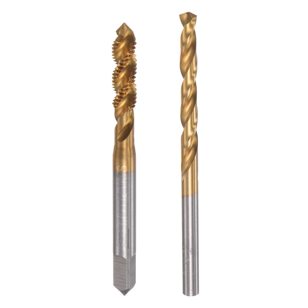 M5 x 0.8 Spiral Flute Tap and 4.2mm Twist Drill Bit Set, Metric Titanium Plated 6542 High Speed Steel Machine Threading Screw Thread Tap Drilling Tool