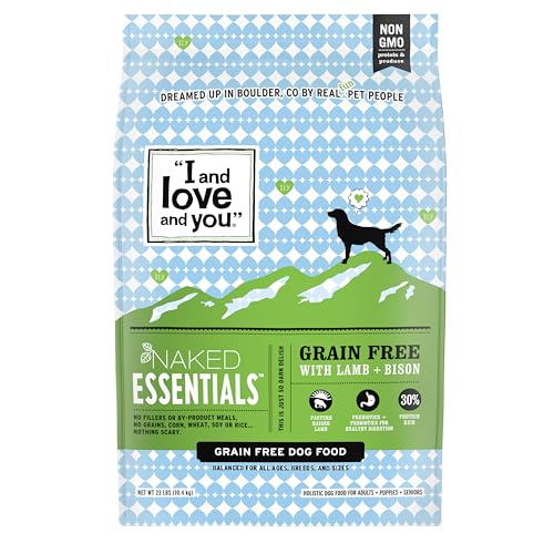 I and love and you Naked Essentials Dry Dog Food - Lamb + Bison - High Protein, Real Meat, No Fillers, Prebiotics + Probiotics, 23lb Bag