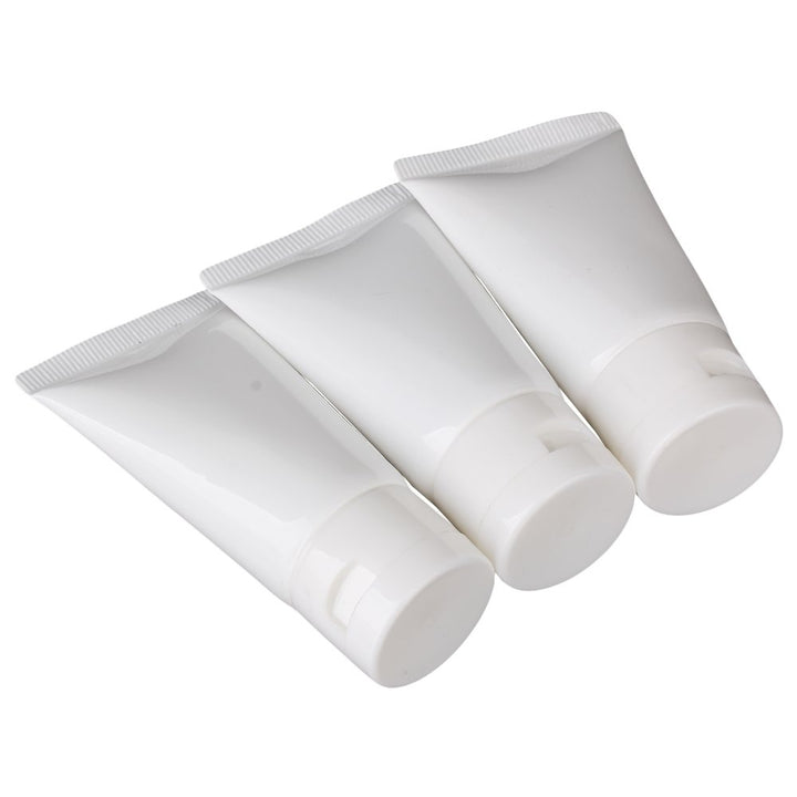 30ml White Soft Flip Plastic Empty Tube Cosmetic Cream Lotion Shampoo Travel Containers Pack of 10