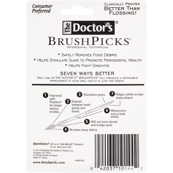 The Doctor&#39;s BrushPicks | Interdental Toothpicks | 275 Count | Pack of 2 | Safely Removes Food Debris
