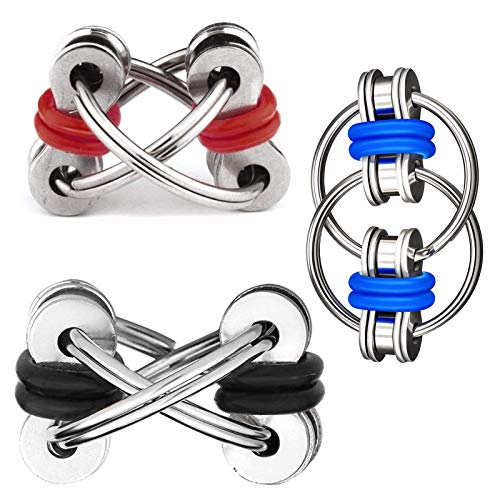 Fidget Toy Flippy Chain Stress Anxiety Relief Chain ADHD and ADD, Anxiety Relief Bike Chain Toys for Adults and Teens (3 PACK)