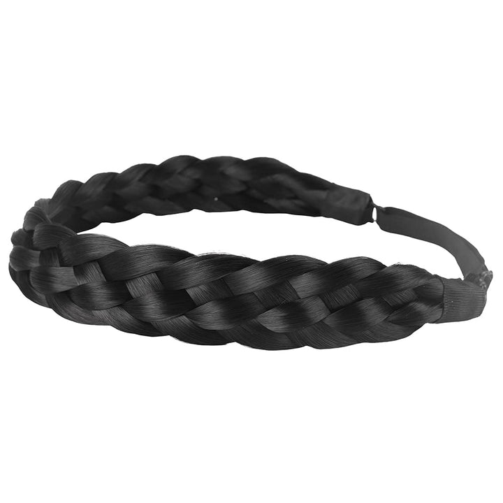 Elastic Synthetic Chunky Hair Braid 5 Strands Braids Hair Headbands Plaited Braided Headband (Jet Black)