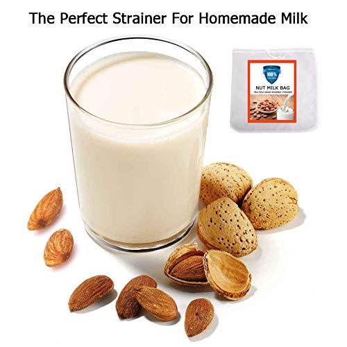 Nut Milk Bag, Pro Quality Multiple Usage Reusable Food Strainer, Cold Brew Coffee Bag Cheese Cloth, Ultra Fine Nylon Mesh Food Grade for Almond/Soy Milk, Juice, Coffee, Tea, 12x12