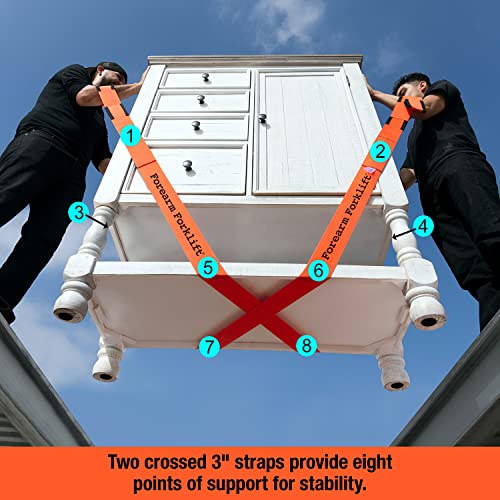 2-Person Lifting and Moving Straps - Lift, Move and Carry Furniture, Appliances, Mattresses or Any Item up to 800 lbs. Safely and Easily Like a Pro, Orange