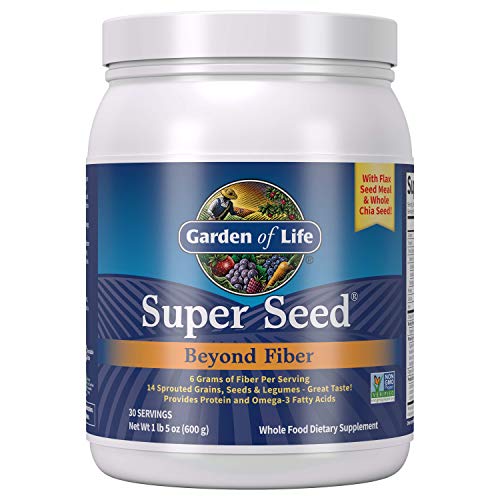 Super Seed - Vegetarian Whole Food Fiber Supplement with Protein and Omega 3, 1 Lb 5oz (600g) Powder
