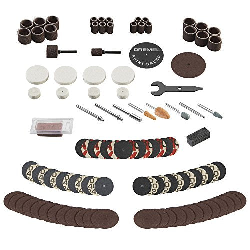 709-02 110-Piece All-Purpose Rotary Tool Accessory Kit- Includes a Carving Bit, Sanding Drums, Grinding Stones, Cutting Discs, and a Storage Case, Gray