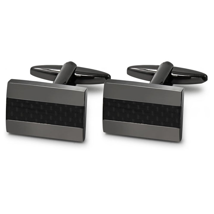 Handcrafted Carbon Fiber Cufflinks Rhodium Plated Cuff Links Set Business Christmas Gift