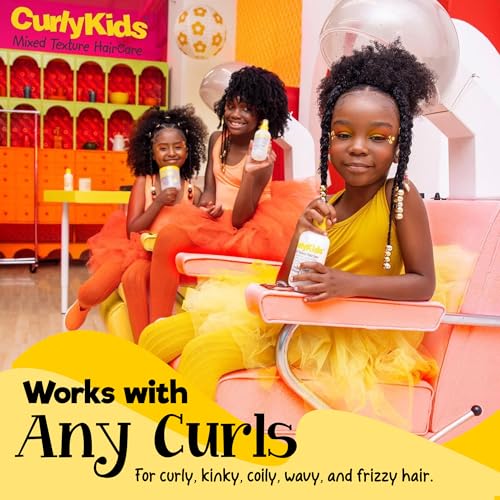 Textured Hair Care Set with Hair Detangler Spray, Kids Shampoo, Conditioner &amp; Creme for Curly, Frizzy, &amp; Wavy Hair | Sulfate &amp; Paraben-Free Formula to Detangle, Hydrate, and Revitalize Curls