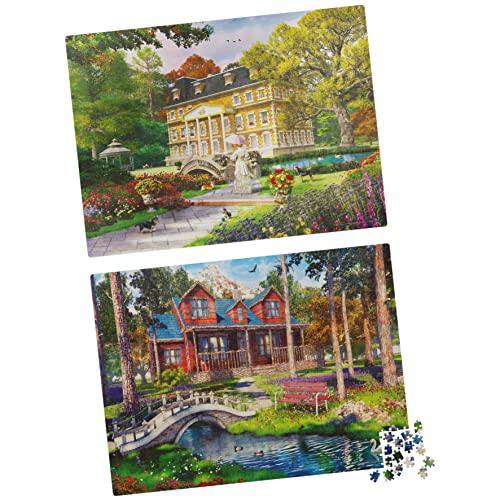 2-Pack of 1000-Piece Jigsaw Puzzles, Pine Cabin &amp; Summer Estate | Puzzles for Adults and Kids Ages 8+, Amazon Exclusive