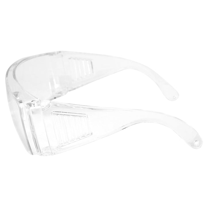 One Pair High Impact Safety Glasses, Goggles Fits Over The Glasses Clear Frame, Lens, Max UV Protection Side Shields, Anti-Glare Brow Guard