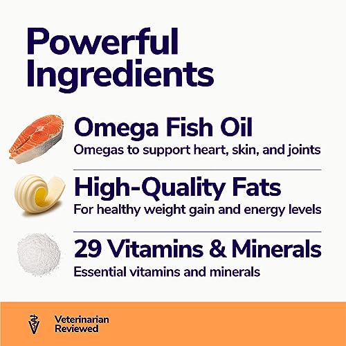 High-Calorie Weight Gainer for Dogs &amp; Cats - Multivitamin Nutritional Supplement Gel, Omega Fish Oil, Calcium - Puppy, Senior, Prenatal Cat &amp; Dog Vitamins, Supplements for Weight Gain