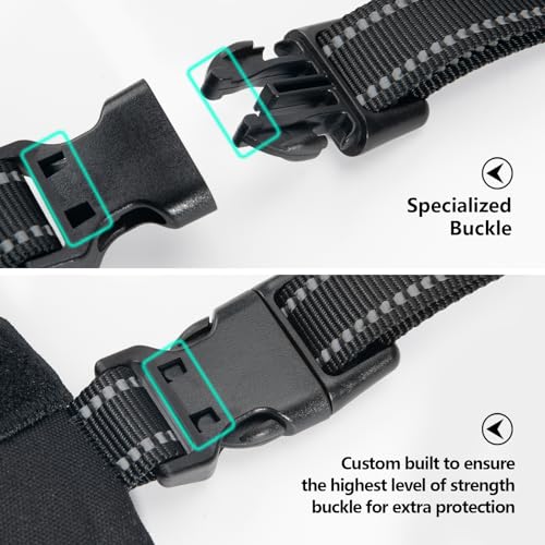 2019 Upgraded No Pull Dog Harness, Reflective Adjustable Vest, with a Training Handle + 2 Metal Leash Hooks+ 3 Snap Buckles +4 Slide Buckles(M, Pink)