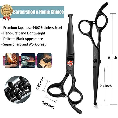 6 Inch Hair Cutting Shears Kids Safety Rounded Tips Hair Scissors Professional Hairdressing Haircut Salon, Barbers, Children, Baby and Personal Home Usage, Japanese Stainless Steel Black