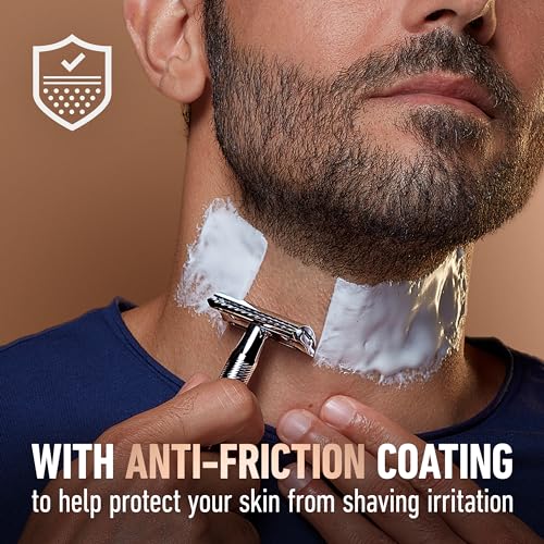 Safety Razor with Chrome Plated Handle and 5 Platinum Coated Double Edge Safety Razor Blade Refills