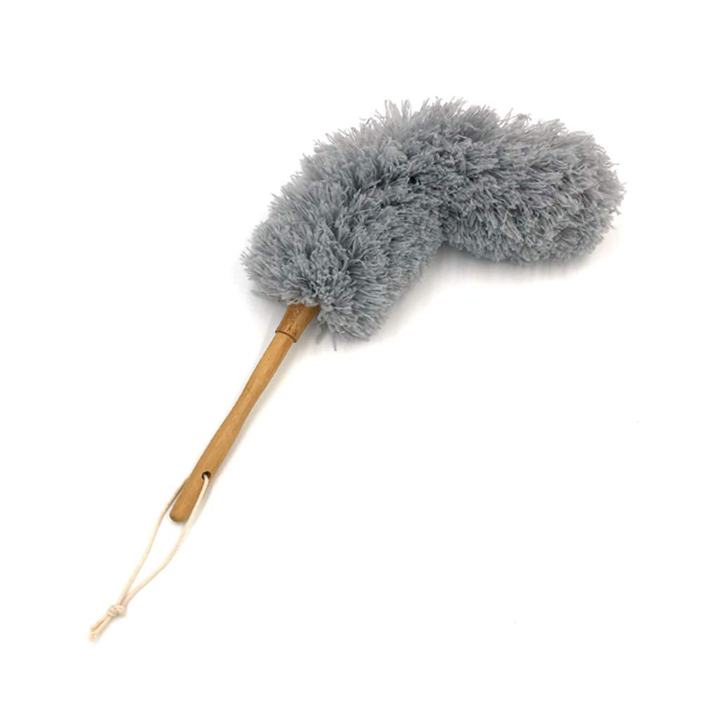 Microfiber Duster with Solid Bamboo Handle Bendable Hea