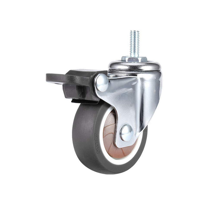 4 Pcs 1&#39;&#39; Swivel Threaded Stem Casters, TPE Mute Crib Caster, M6×15 Stem Caster Wheels with Brake, Replacement for Baby Bed, Cabinet, Table, Shelf, Total Load Capacity 99Lbs