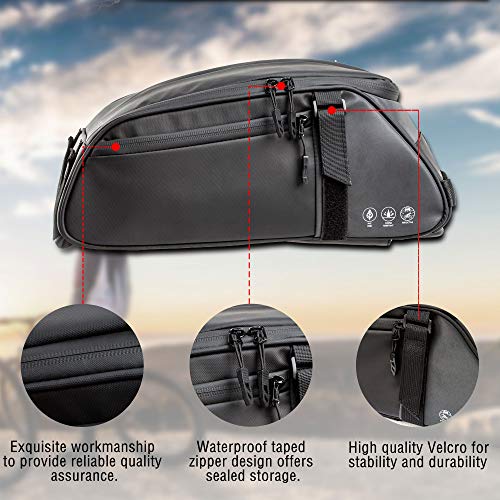 Bike Rack Bag Waterproof Bicycle Trunk Pannier Rear Seat Storage Pack Cycling Cargo Carrier Pouch for Travel City Commuting Daily Work (9735-Black)