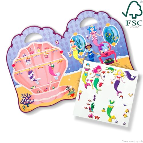 Melissa &amp; Doug Puffy Sticker Activity Book: Mermaids - 65 Reusable Stickers - FSC Certified