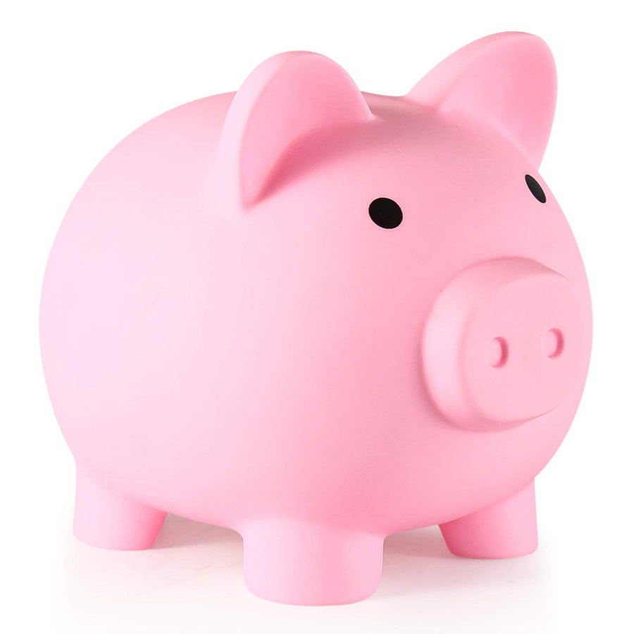 Piggy Bank, Unbreakable Plastic Money Bank, Coin Bank for Girls and Boys, Medium Size Piggy Banks, Practical Gifts for Birthday, Easter, Christmas (Pink)