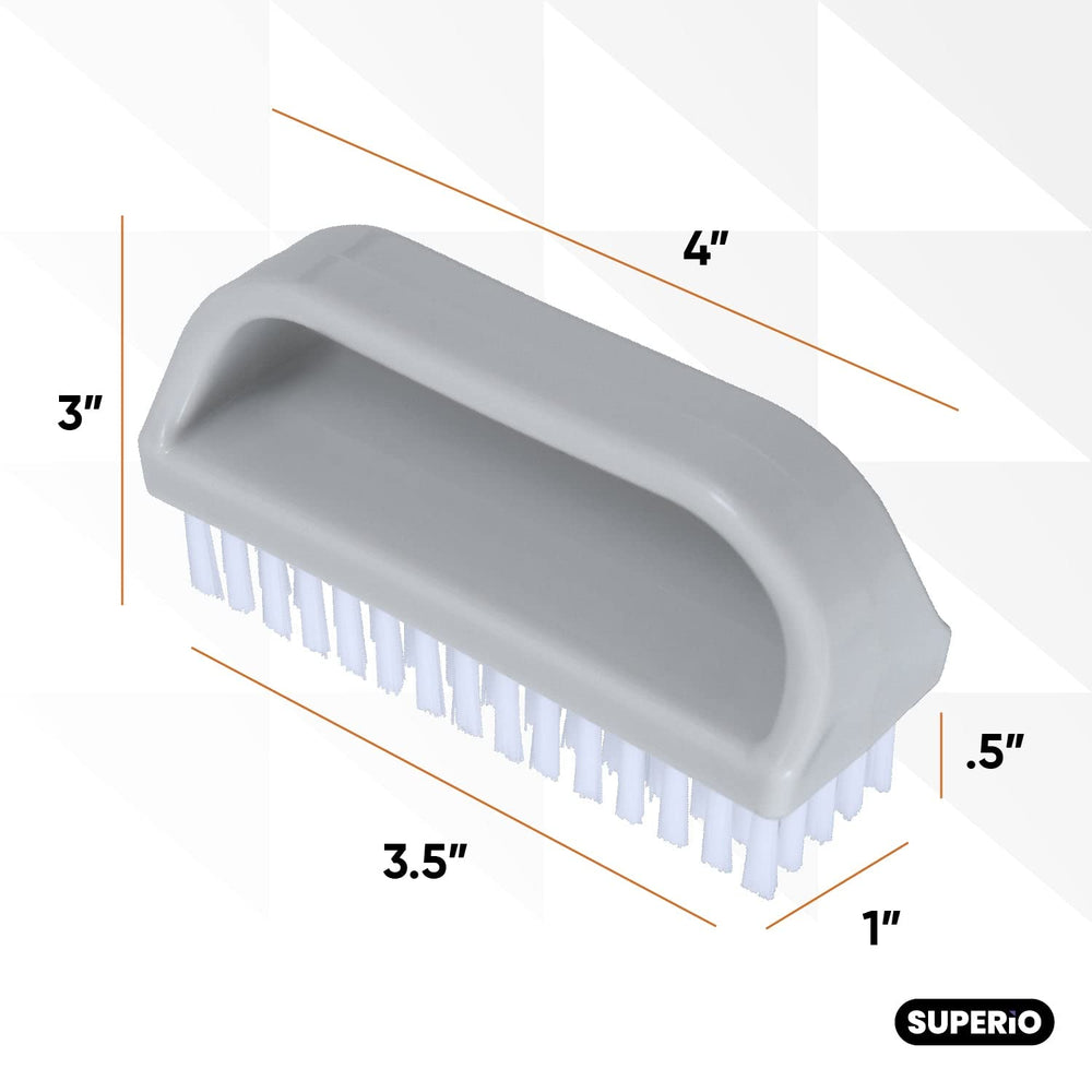 Superio Stiff Nail Brush with Handle 3 Pack Fingernail 