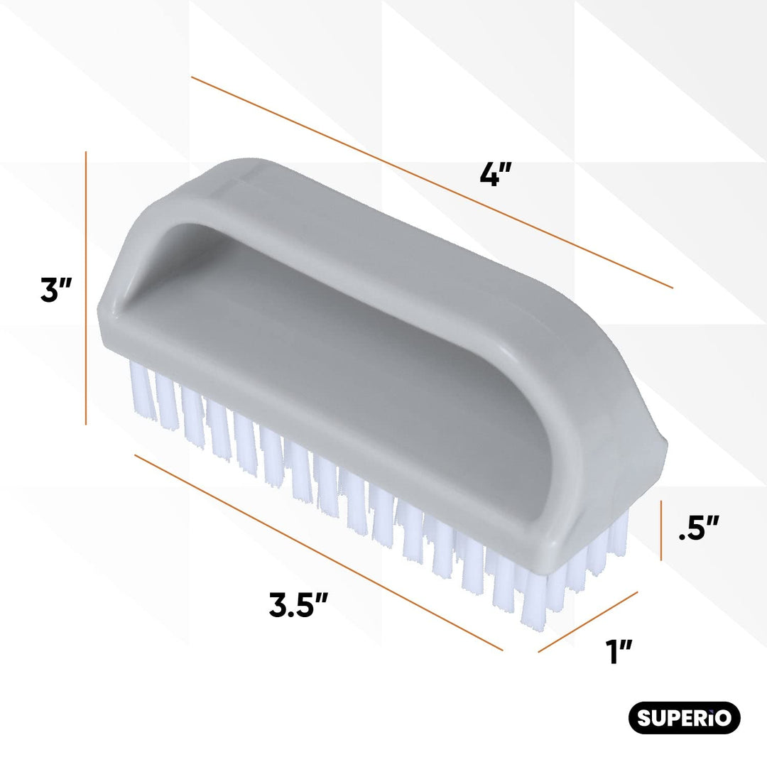 Superio Stiff Nail Brush with Handle 3 Pack Fingernail 