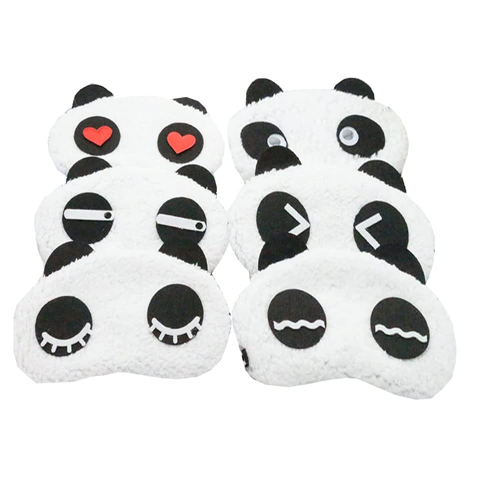 Ayygiftideas 6PCS Cute Panda Design Soft Plush Eyeshade Eyepatch Travel Sleep Blinfold Eye Mask