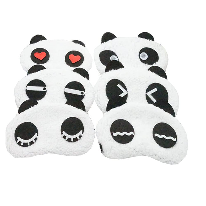 Ayygiftideas 6PCS Cute Panda Design Soft Plush Eyeshade Eyepatch Travel Sleep Blinfold Eye Mask