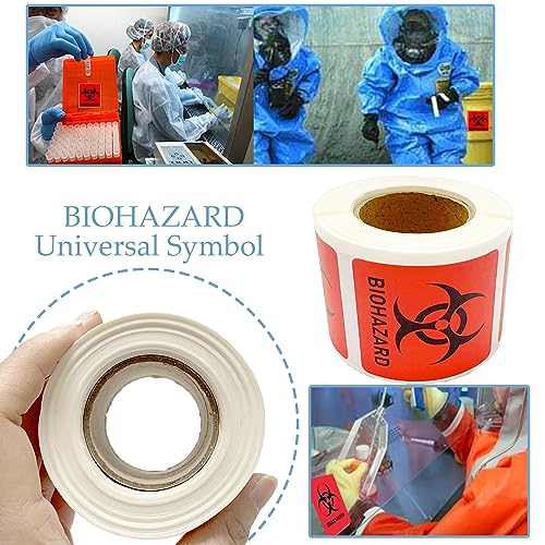 Biohazard Danger Safety Warning Label - 1x1 Waterproof Self Adhesive Decal Sign Sticker, High Temp Resistance, Long Lasting (250 Pcs/Roll)