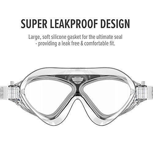 Swim Mask - Wide View Swimming Mask & Goggles Anti-fog Waterproof Black