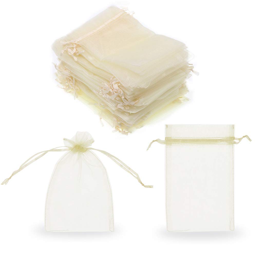 SumDirect 100Pcs 4x6 Sheer Drawstring Organza Jewelry P