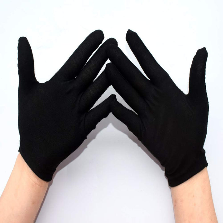 6 Pairs Black Cotton Gloves Work Gloves Coin Gloves Jewelry Inspection Gloves for Women Men