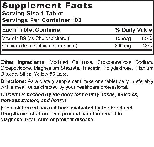 Nature&#39;s Blend Calcium Carbonate 600 mg with D3
