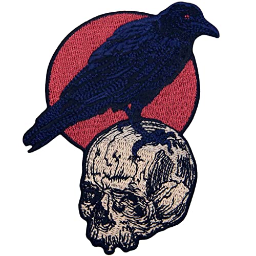 The Raven On The Skull Patch Embroidered Applique Badge