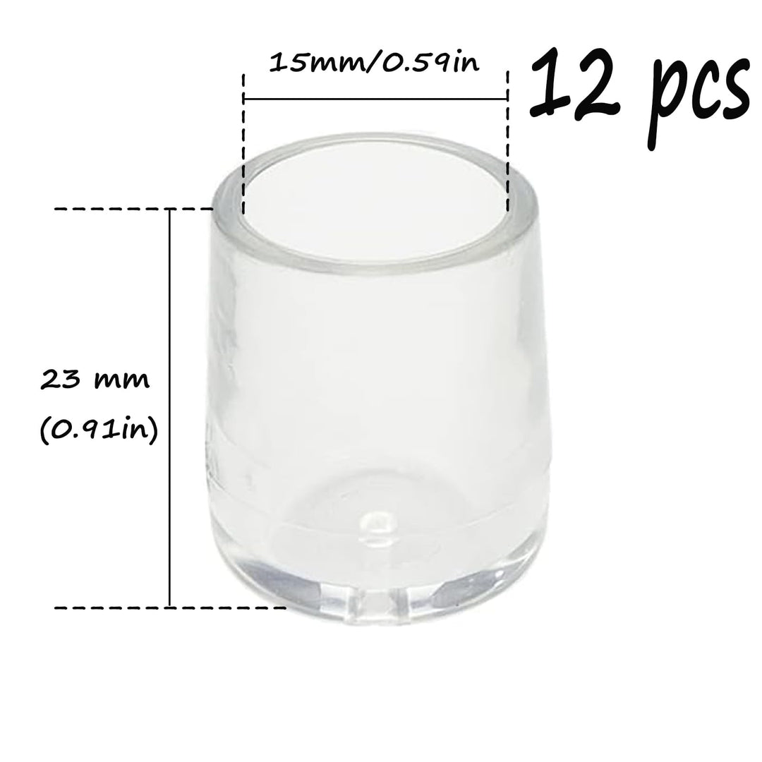 12 Pcs 0.59 Inch Silicone Chair Leg Caps Floor Protectors Round Furniture Table Feet Covers,Preventing Scratches and Noise (Transparent)