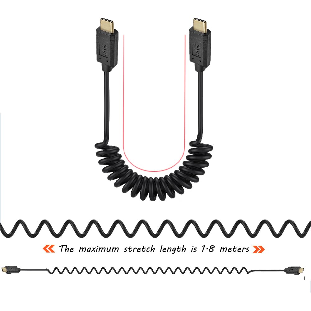 Kework Coiled USB 3.1 Type C Cable, USB C Male to USB C